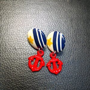 Vintage 80's Nautical Anchor Plastic Sailor Earrings